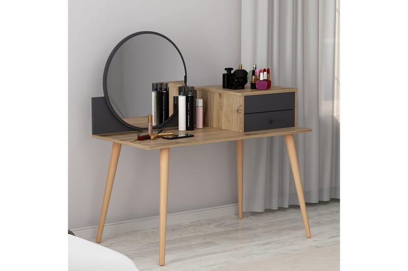 Straat Sminkbord 120x96 cm Svart/Brun - Hanah Home - Sminkbord & toalettbord