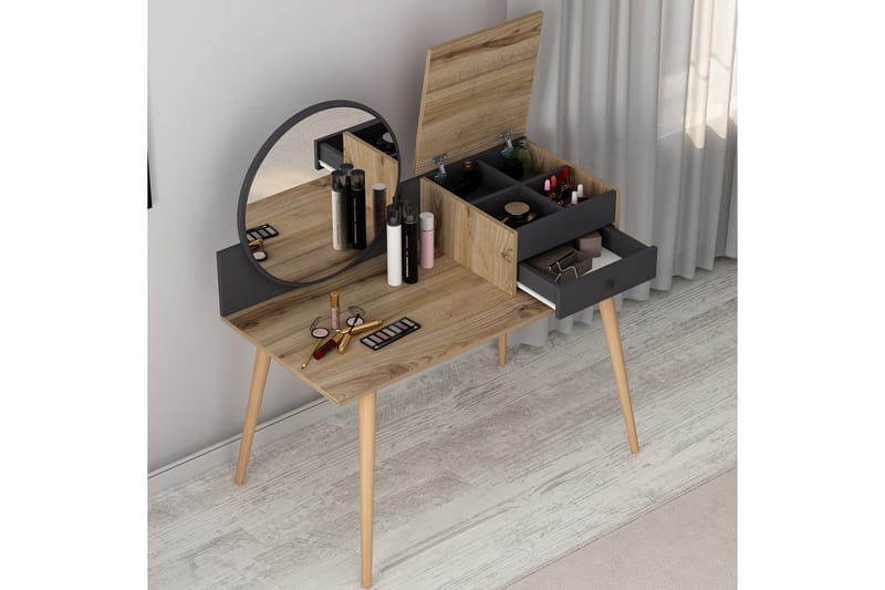 Straat Sminkbord 120x96 cm Svart/Brun - Hanah Home - Möbler - Bord & matgrupper - Sminkbord & toalettbord