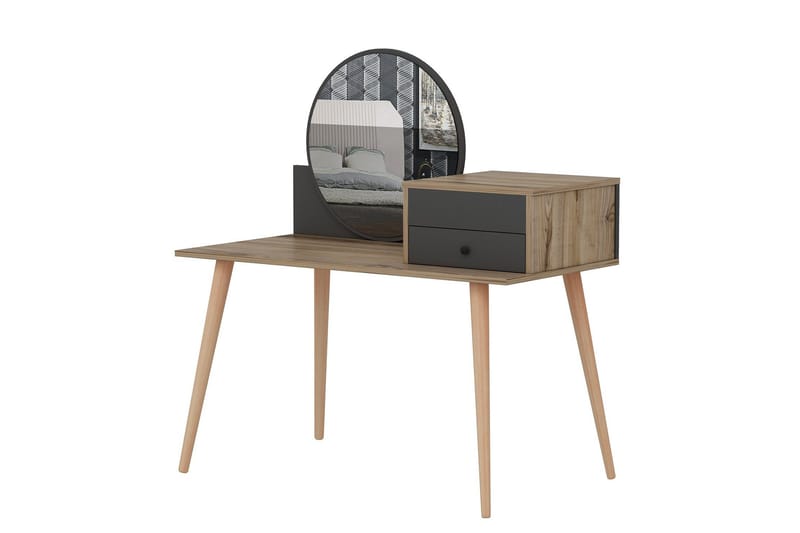 Straat Sminkbord 120x96 cm Svart/Brun - Hanah Home - Möbler - Bord & matgrupper - Sminkbord & toalettbord