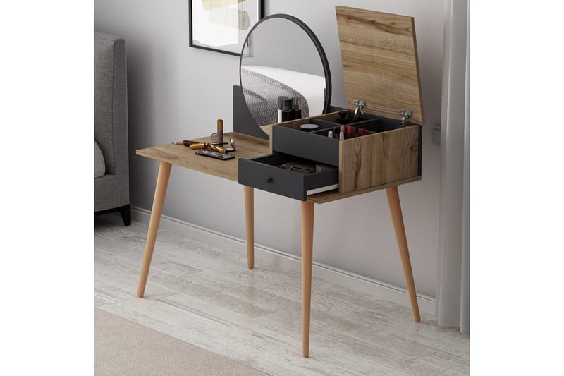 Straat Sminkbord 120x96 cm Svart/Brun - Hanah Home - Möbler - Bord & matgrupper - Sminkbord & toalettbord