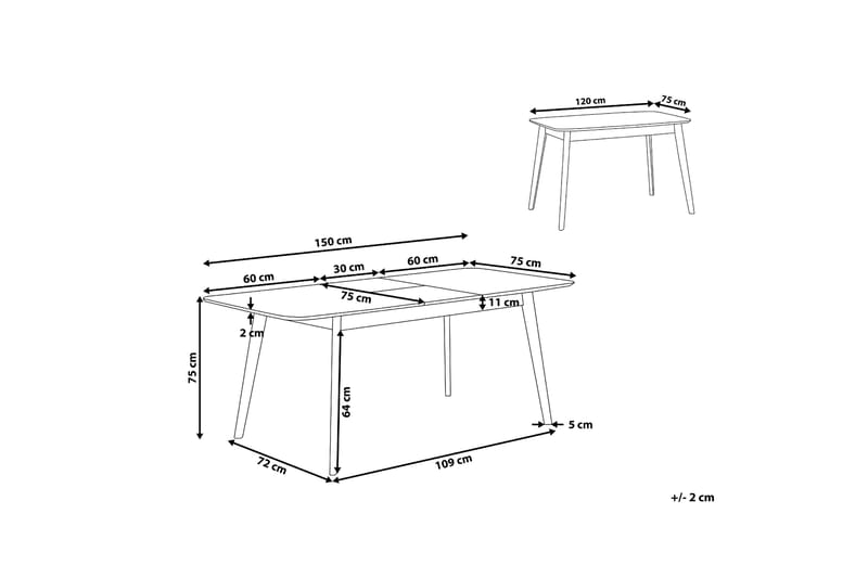 Taber Matbord Förlängningsbart 120-150x75 cm - Ljusbrun - Möbler - Bord & matgrupper - Matbord & köksbord