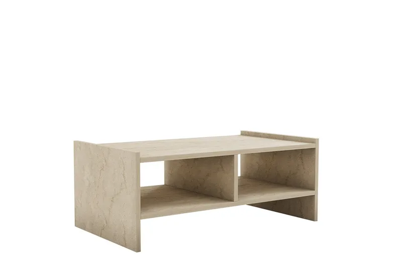 Taharoa 90 cm Rektangulärt Soffbord med Hyllor i Trä - Beige - Möbler - Bord & matgrupper - Soffbord