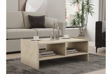 Taharoa 90 cm Rektangulärt Soffbord med Hyllor i Trä - Beige - Möbler - Bord & matgrupper - Soffbord