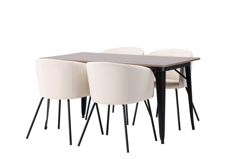 Tempe Matgrupp 140 cm Rektangulär med 4 Berit stolar - Beige - Möbler - Bord & matgrupper - Matgrupper