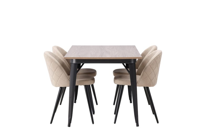 Tempe Matgrupp 140 cm Rektangulär med 4 Velvet stolar - Beige - Möbler - Bord & matgrupper - Matgrupper