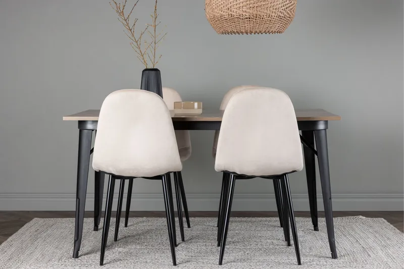 Tempe Matgrupp 140 cm Rektangulär med 4 Polar stolar - Beige - Möbler - Bord & matgrupper - Matgrupper