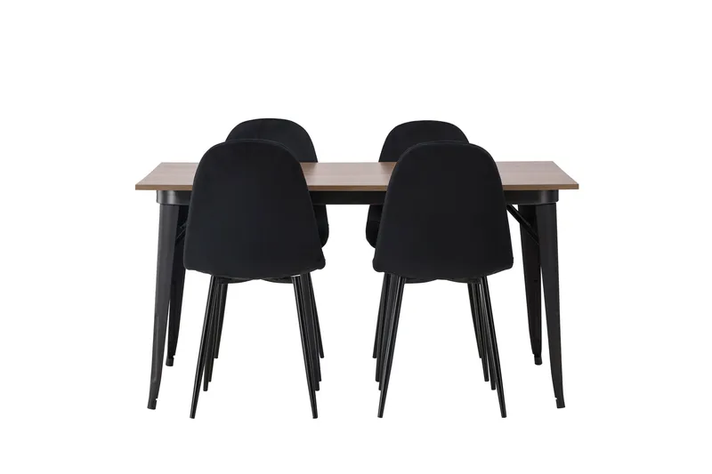 Tempe Matgrupp 140 cm Rektangulär med 4 Polar stolar, Svart