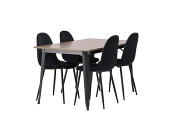Tempe Matgrupp 140 cm Rektangulär med 4 Polar stolar - Svart - Möbler - Bord & matgrupper - Matgrupper