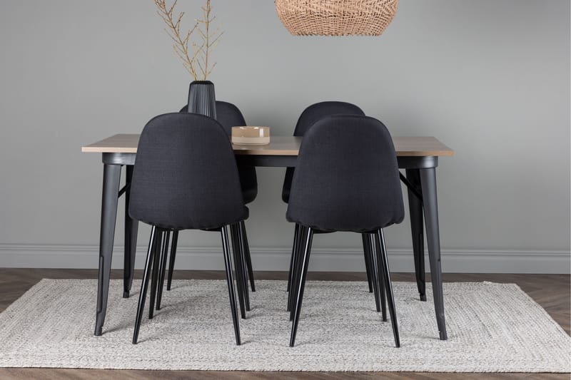 Tempe Matgrupp 140 cm Rektangulär med 4 Polar stolar - Svart - Möbler - Bord & matgrupper - Matgrupper
