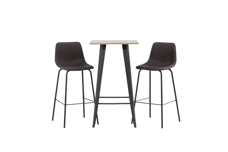 Tempe Matgrupp 60 cm Rektangulär med 2 Alexi stolar, Brun