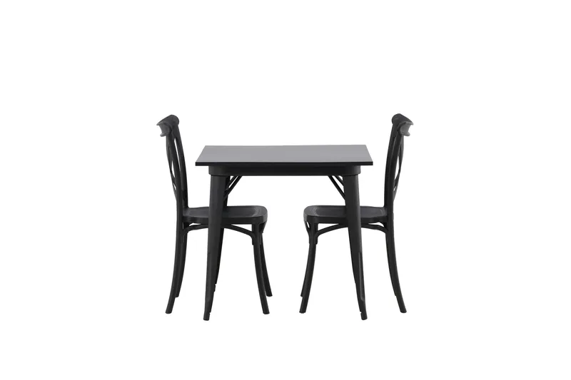Tempe Matgrupp 80 cm Rektangulär med 2 Crosett stolar, Svart