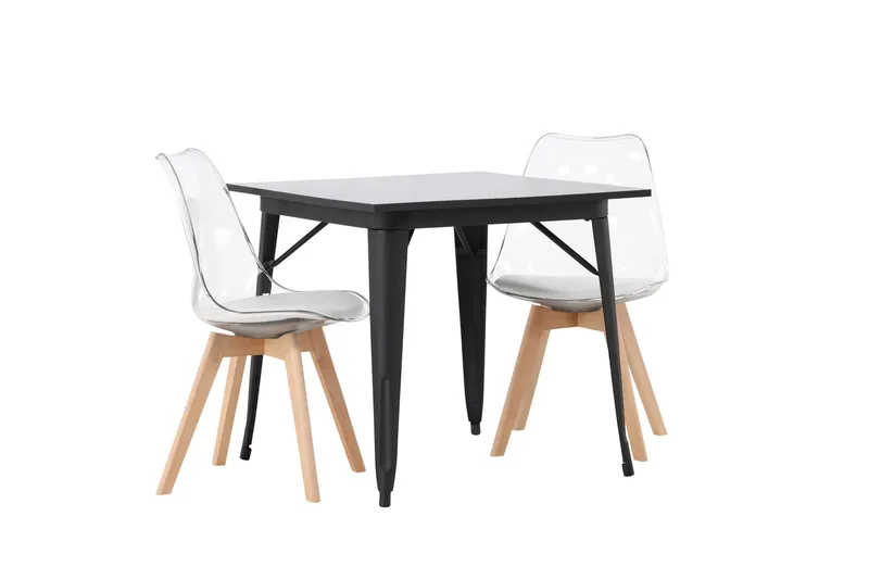 Tempe Matgrupp 80 cm Rektangulär med 2 Edvin stolar - Svart - Möbler - Bord & matgrupper - Matgrupper