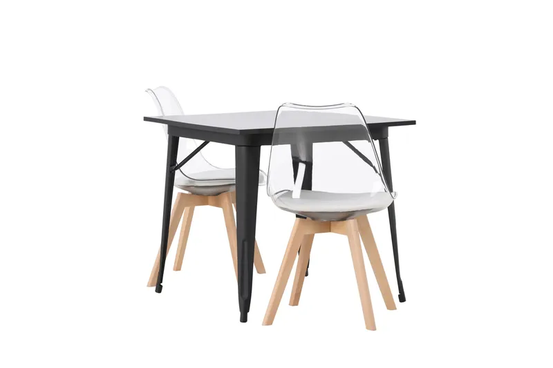 Tempe Matgrupp 80 cm Rektangulär med 2 Edvin stolar - Svart - Möbler - Bord & matgrupper - Matgrupper