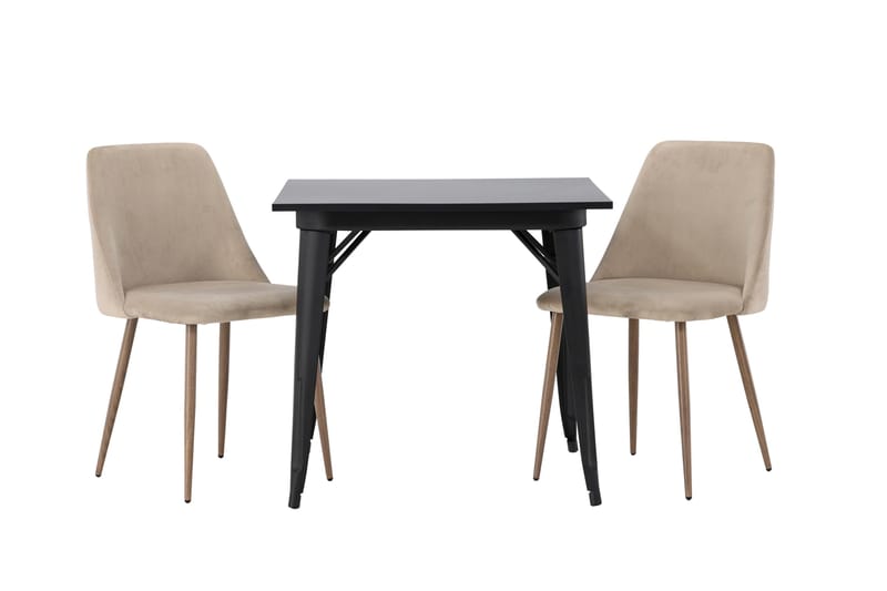 Tempe Matgrupp 80 cm Rektangulär med 2 Night Stolar, Svart