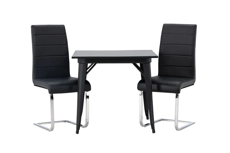 Tempe Matgrupp 80 cm Rektangulär med 2 Tempo stolar, Svart