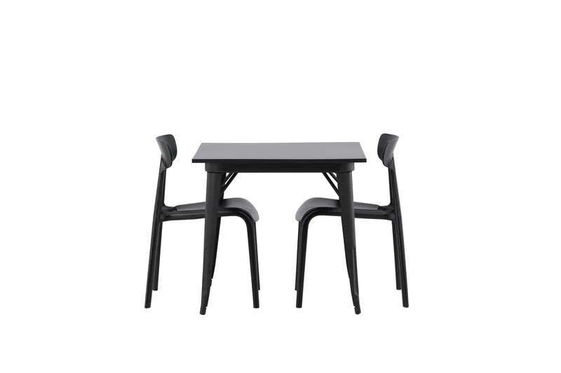 Tempe Matgrupp 80 cm Rektangulär med 2 Ursholmen stolar, Svart