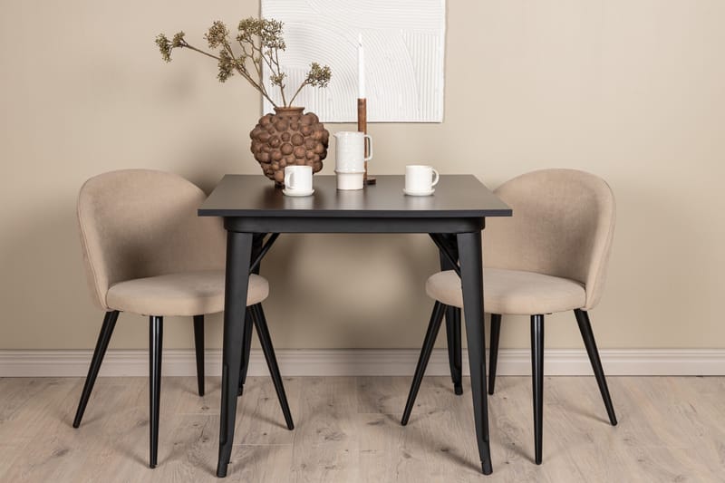 Tempe Matgrupp 80 cm Rektangulär med 2 Velvet stolar - Beige - Möbler - Bord & matgrupper - Matgrupper