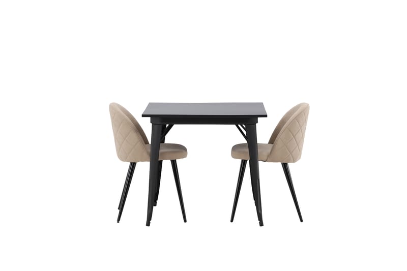 Tempe Matgrupp 80 cm Rektangulär med 2 Velvet stolar - Beige - Möbler - Bord & matgrupper - Matgrupper
