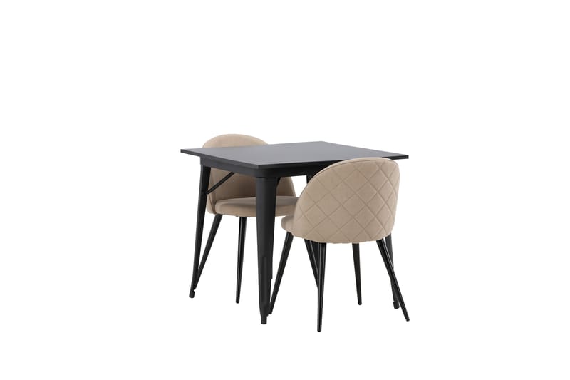 Tempe Matgrupp 80 cm Rektangulär med 2 Velvet stolar - Beige - Möbler - Bord & matgrupper - Matgrupper