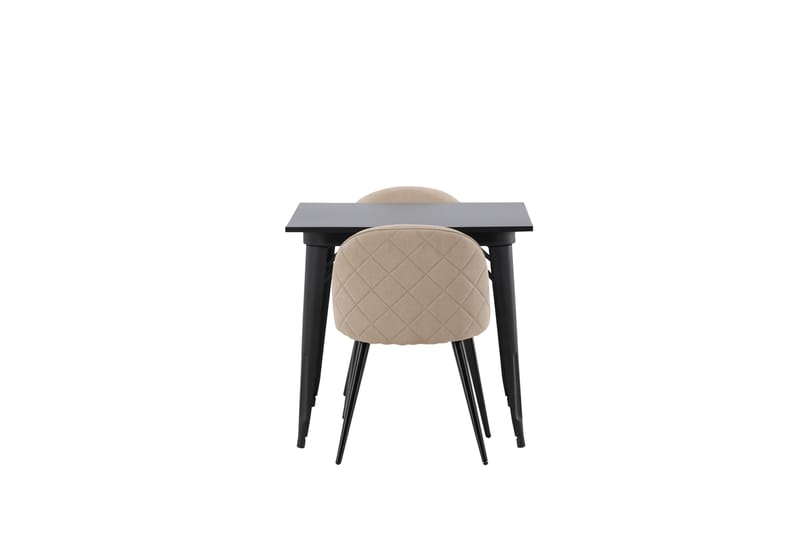 Tempe Matgrupp 80 cm Rektangulär med 2 Velvet stolar - Beige - Möbler - Bord & matgrupper - Matgrupper