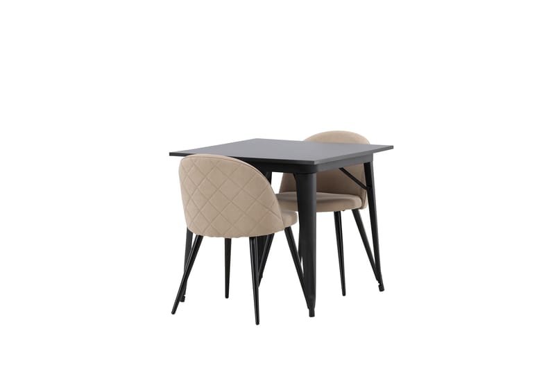 Tempe Matgrupp 80 cm Rektangulär med 2 Velvet stolar - Beige - Möbler - Bord & matgrupper - Matgrupper