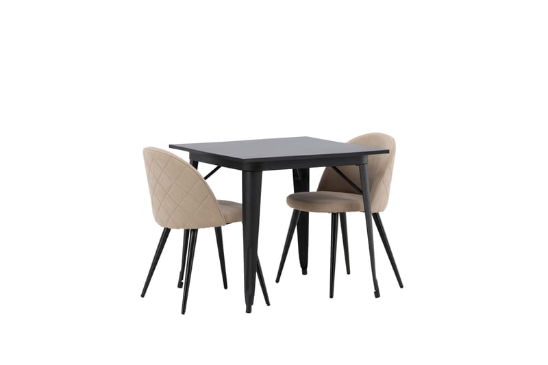Tempe Matgrupp 80 cm Rektangulär med 2 Velvet stolar - Beige - Möbler - Bord & matgrupper - Matgrupper