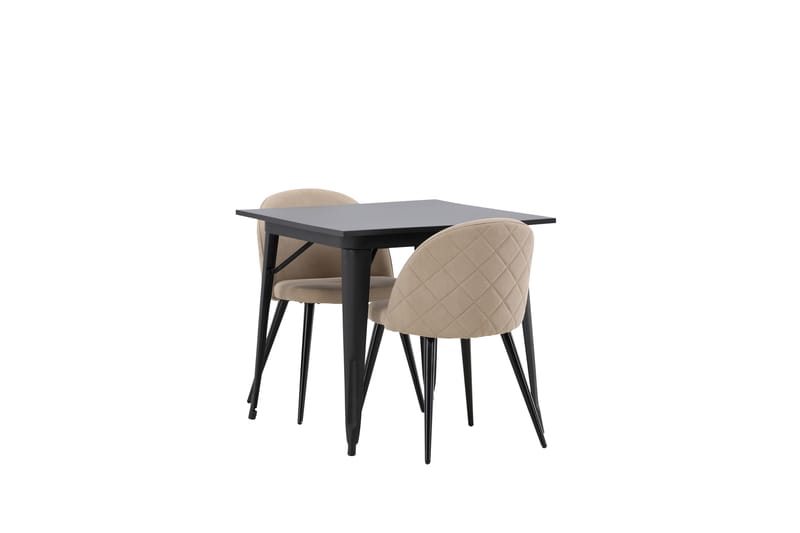 Tempe Matgrupp 80 cm Rektangulär med 2 Velvet stolar - Beige - Möbler - Bord & matgrupper - Matgrupper