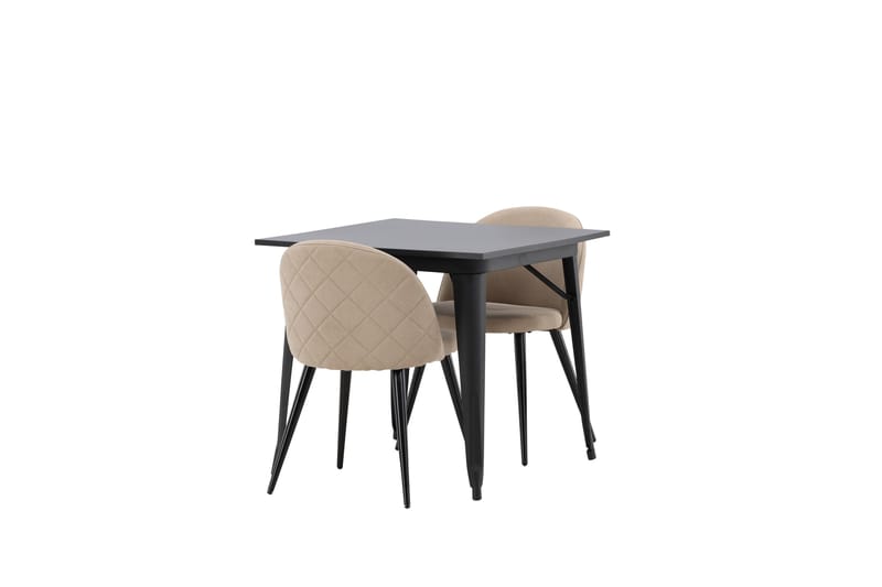 Tempe Matgrupp 80 cm Rektangulär med 2 Velvet stolar - Beige - Möbler - Bord & matgrupper - Matgrupper