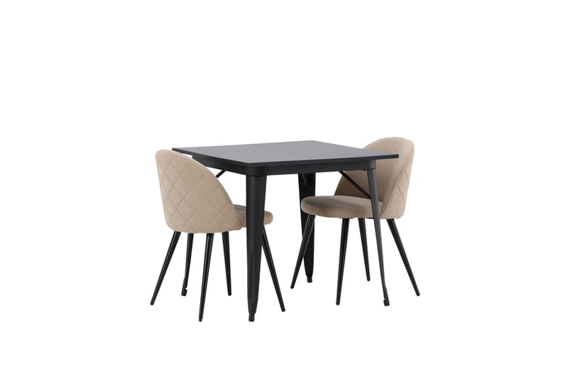 Tempe Matgrupp 80 cm Rektangulär med 2 Velvet stolar - Beige - Möbler - Bord & matgrupper - Matgrupper