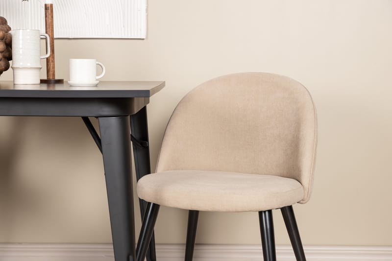 Tempe Matgrupp 80 cm Rektangulär med 2 Velvet stolar - Beige - Möbler - Bord & matgrupper - Matgrupper