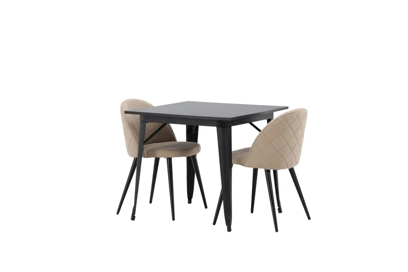 Tempe Matgrupp 80 cm Rektangulär med 2 Velvet stolar - Beige - Möbler - Bord & matgrupper - Matgrupper