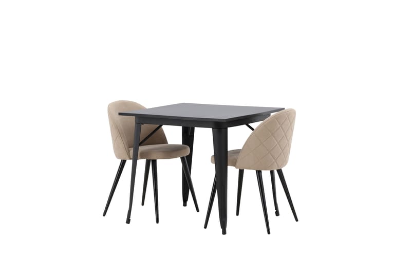 Tempe Matgrupp 80 cm Rektangulär med 2 Velvet stolar - Beige - Möbler - Bord & matgrupper - Matgrupper