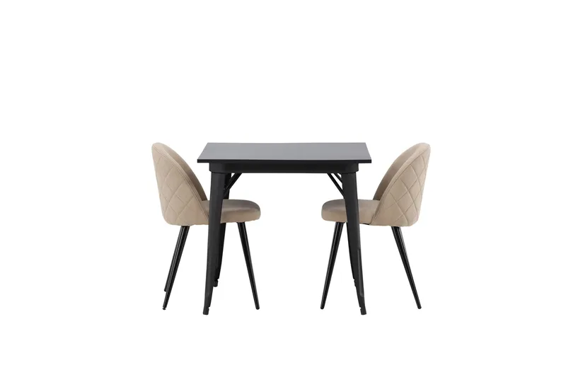 Tempe Matgrupp 80 cm Rektangulär med 2 Velvet stolar - Beige - Möbler - Bord & matgrupper - Matgrupper