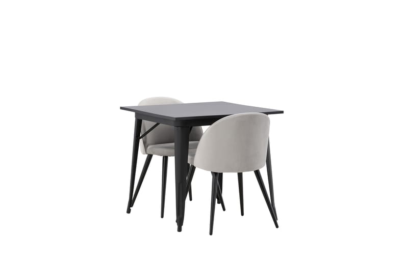 Tempe Matgrupp 80 cm Rektangulär med 2 Velvet stolar - Svart - Möbler - Bord & matgrupper - Matgrupper