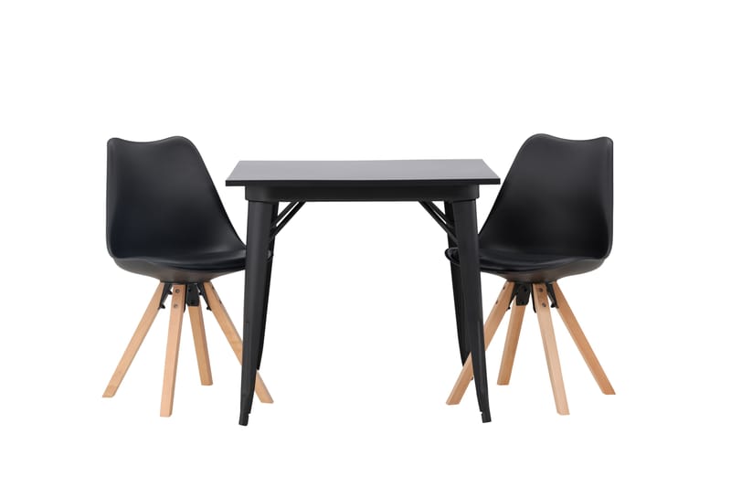 Tempe Matgrupp 80 cm Rektangulär med 2 Zeno stolar, Svart