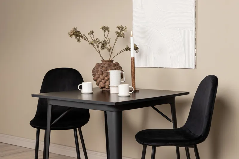 Tempe Matgrupp 80 cm Rektangulär med 2 Polar stolar - Svart - Möbler - Bord & matgrupper - Matgrupper