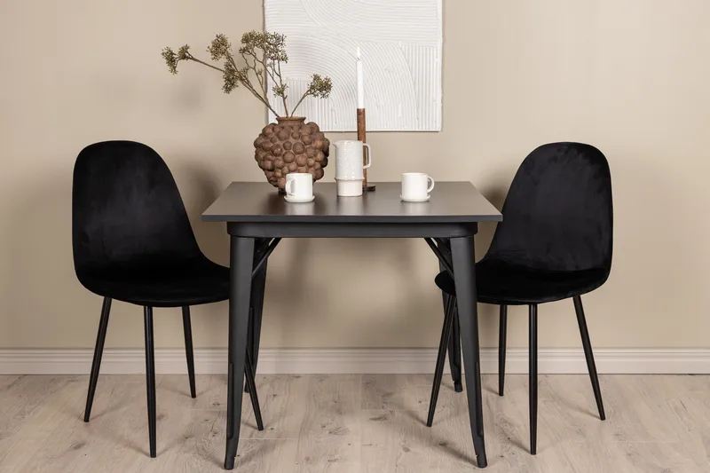 Tempe Matgrupp 80 cm Rektangulär med 2 Polar stolar - Svart - Möbler - Bord & matgrupper - Matgrupper