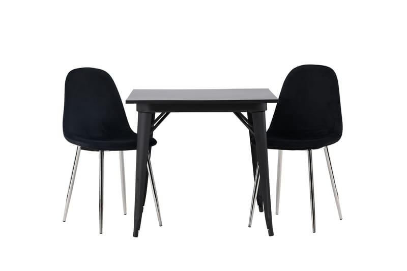 Tempe Matgrupp 80 cm Rektangulär med 2 Polar stolar, Svart