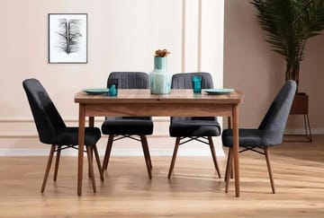 Teral Matgrupp Förlängningsbar 130-170 cm med 4 Stolar - Antracit - Möbler - Bord & matgrupper - Matgrupper