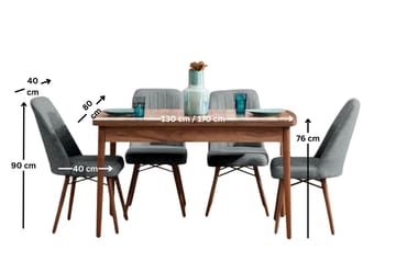 Teral Matgrupp Förlängningsbar 130-170 cm med 4 Stolar - Möbler - Bord & matgrupper - Matgrupper