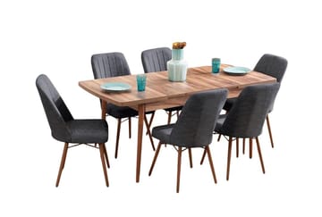 Teral Matgrupp Förlängningsbar 130-170 cm med 6 Stolar - Antracit - Möbler - Bord & matgrupper - Matgrupper