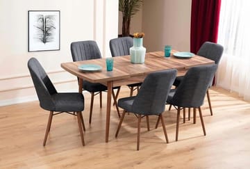 Teral Matgrupp Förlängningsbar 130-170 cm med 6 Stolar - Antracit - Möbler - Bord & matgrupper - Matgrupper