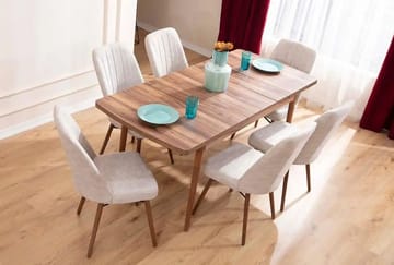 Teral Matgrupp Förlängningsbar 130-170 cm med 6 Stolar - Möbler - Bord & matgrupper - Matgrupper