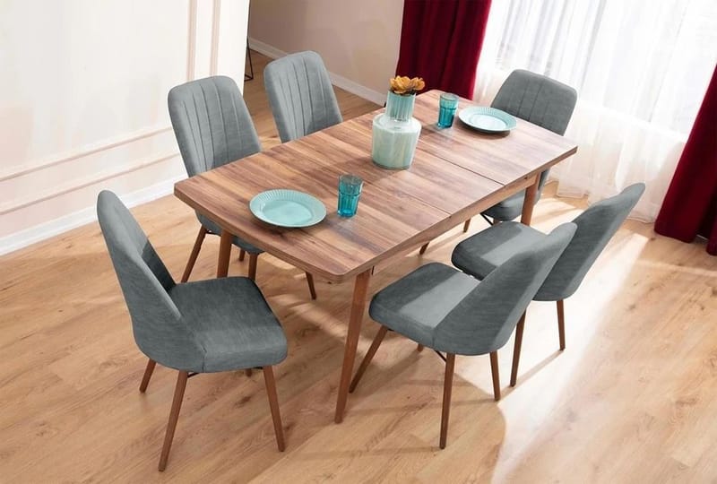 Teral Matgrupp Förlängningsbar 130-170 cm med 6 Stolar - Möbler - Bord & matgrupper - Matgrupper