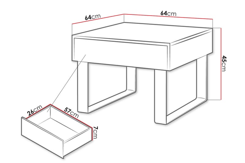 Tessan Soffbord Litet 64 cm med Förvaring Låda - Svart - Soffbord