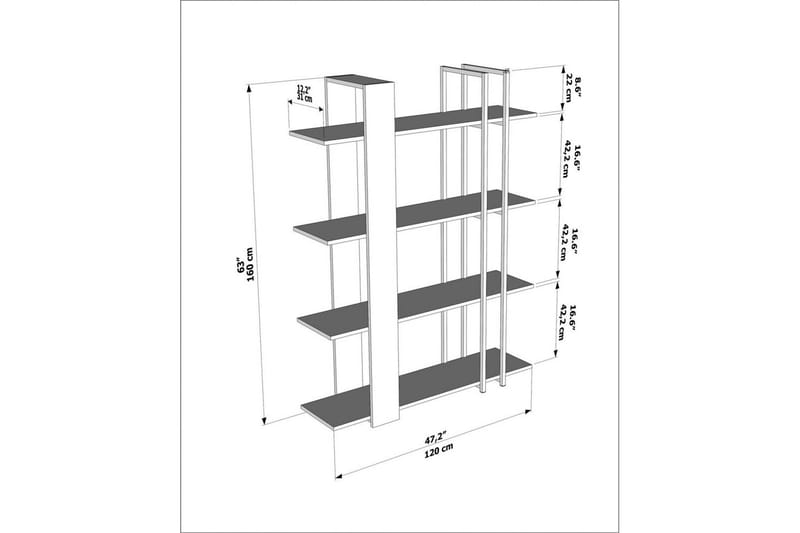 Thyra Bokhylla 120 cm - Svart/Vit - Förvaring - Hylla - Bokhylla