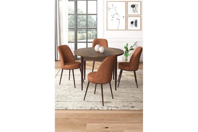 Tor Matgrupp 4-sits - Brun/Röd - Möbler - Bord & matgrupper - Matgrupper