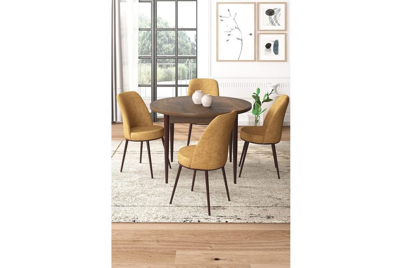 Tor Matgrupp 4-sits - Brun/Sennepsgul - Möbler - Bord & matgrupper - Matgrupper