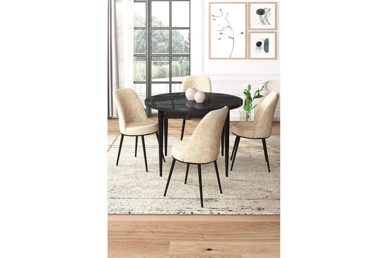 Tor Matgrupp 4-sits - Svart/Beige - Möbler - Bord & matgrupper - Matgrupper