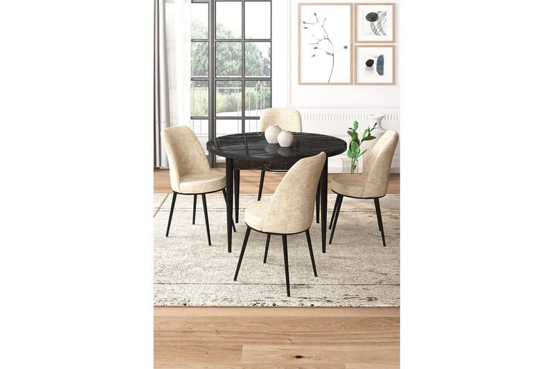 Tor Matgrupp 4-sits - Svart/Beige - Möbler - Bord & matgrupper - Matgrupper